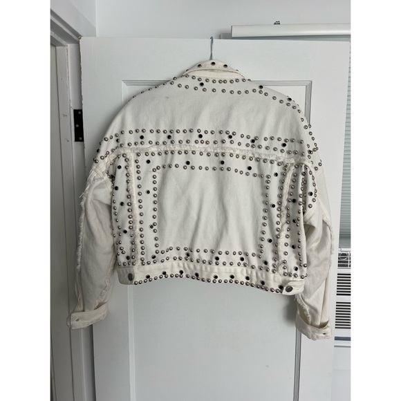 White Jean Cropped Jacket - Picture 3 of 4